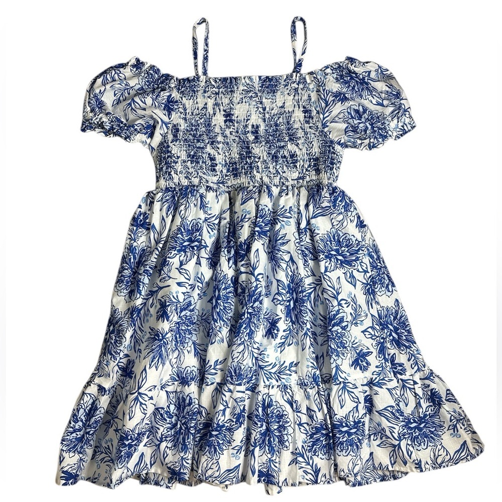 Joie Blue and White Floral Smocked Girls Dress NWT